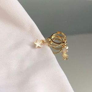 Handmade White Star Huggie Earrings